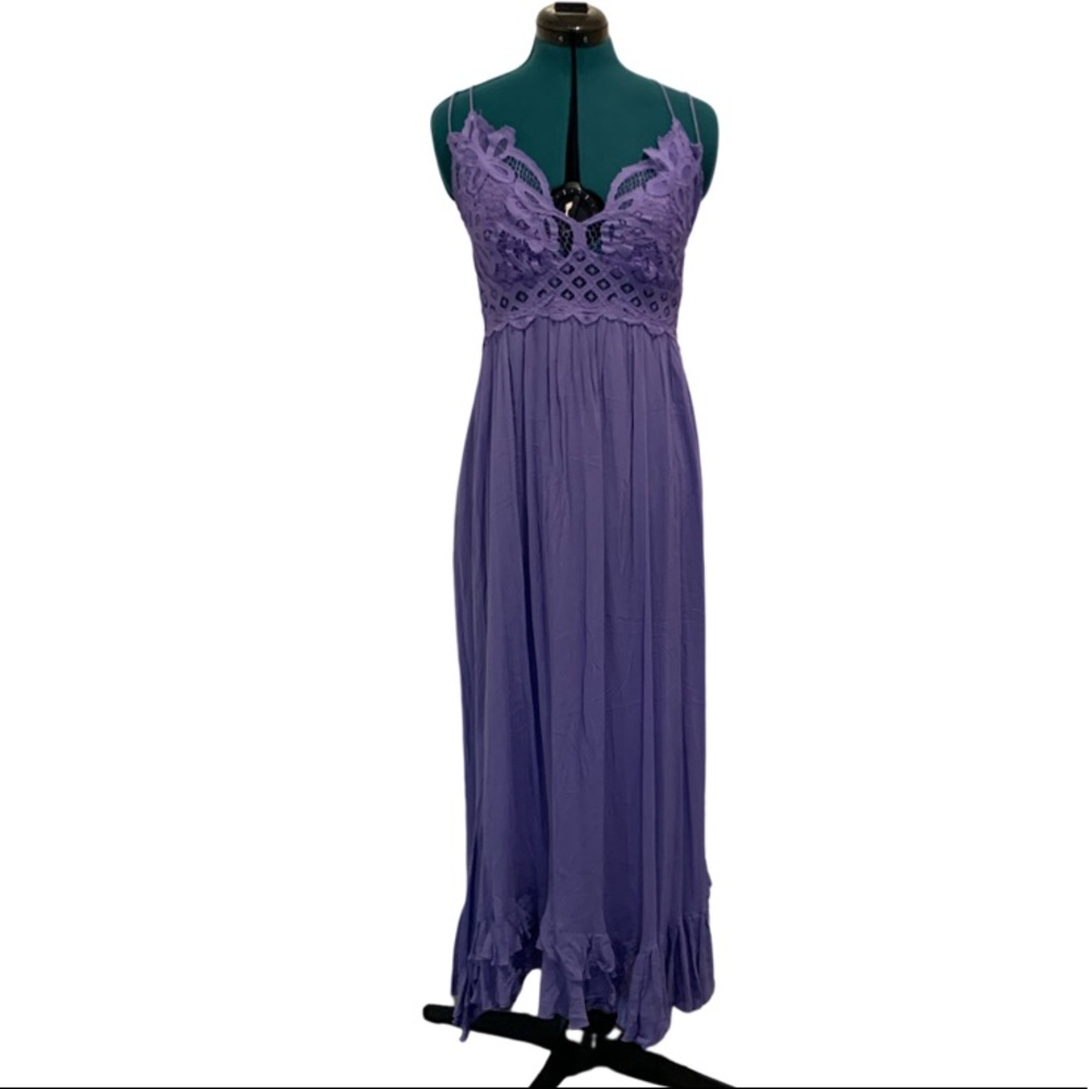 Free People Lacy Boho Maxi Dress Periwinkle Blue EUC - size M